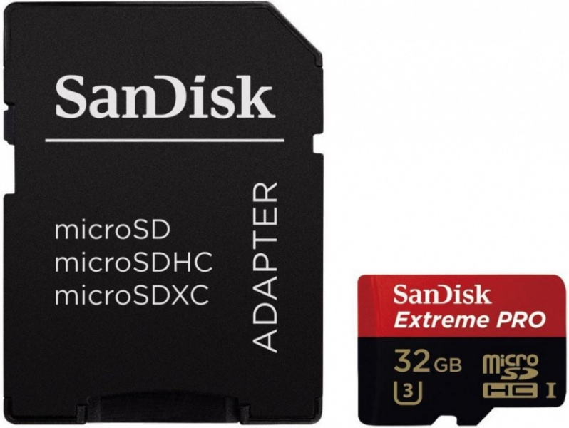 Карта памяти SanDisk Extreme Pro microSDHC 32GB Class 10 UHS-I U3 (100MB/s) + ADP фото 1