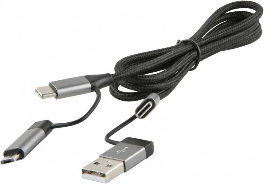 Дата-Кабель Red Line 4в1 (USB -Type-C, Type-C - Type-C, Micro-USB - Type-C, Micro-USB - USB), черный фото 1