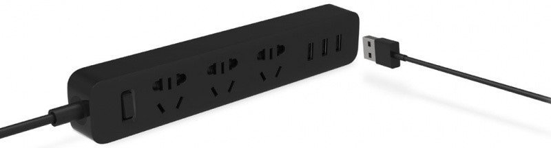 Удлинитель Mi USB Power Strip black (3 розетки + 3 USB), черный фото 2