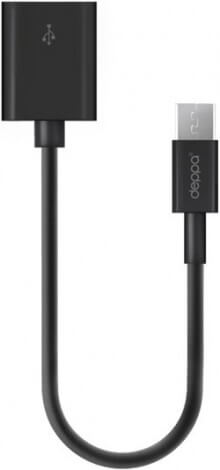 Кабель OTG MicroUSB2.0 to USB-F 0.15m black Deppa фото 1