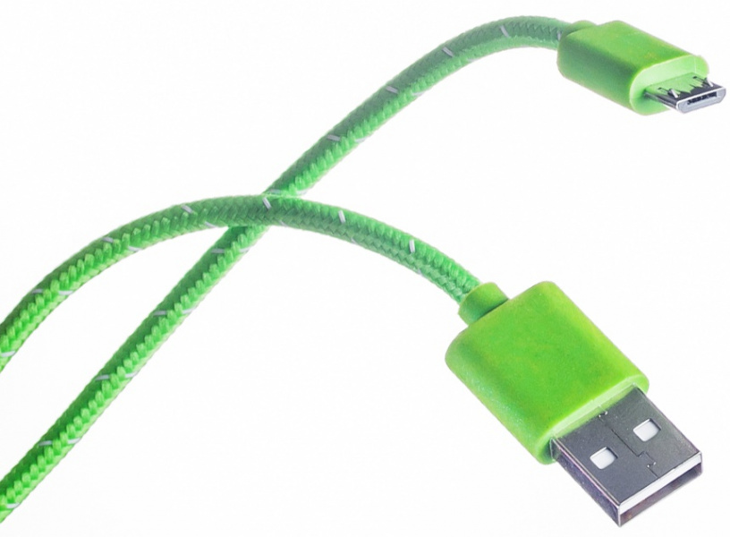 Кабель для смартфонов Xiaomi, Prolike USB Micro 5 pin AM-BM нейлоновая оплетка, 1,2 м, зеленый фото 2