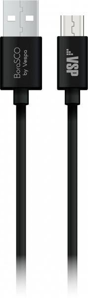 Дата-кабель BoraSCO USB - Micro USB, 2А 1м, черный фото 2
