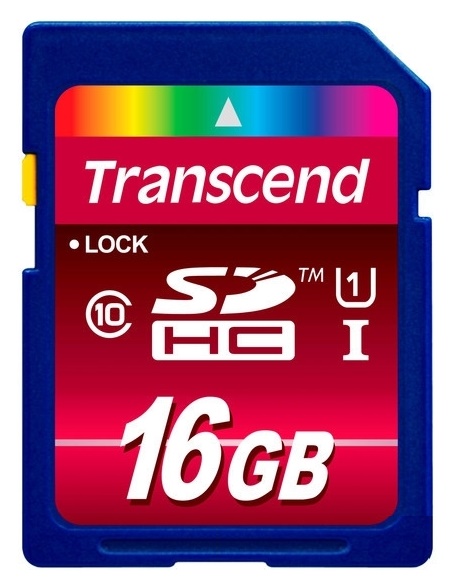 Карта памяти Transcend SDHC 16GB Class 10 UHS-I 90MB/s, TS16GSDHC10U1 фото 1