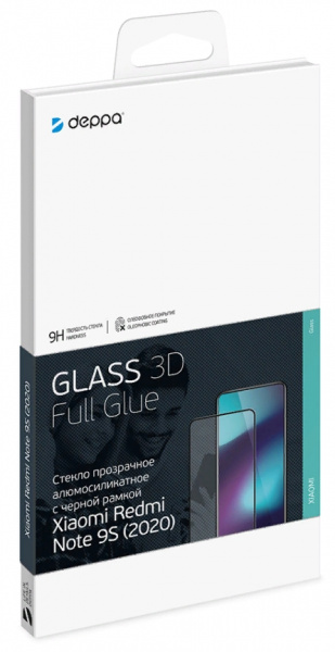 Защитное стекло для Xiaomi Redmi Note 9S/Note 9 Pro Full Screen (3D) Full Glue черный, Deppa фото 2