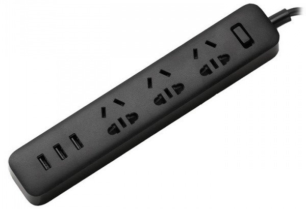 Удлинитель Mi USB Power Strip black (3 розетки + 3 USB), черный фото 1