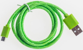 Кабель для смартфонов Xiaomi, Prolike USB Micro 5 pin AM-BM нейлоновая оплетка, 1,2 м, зеленый - фото