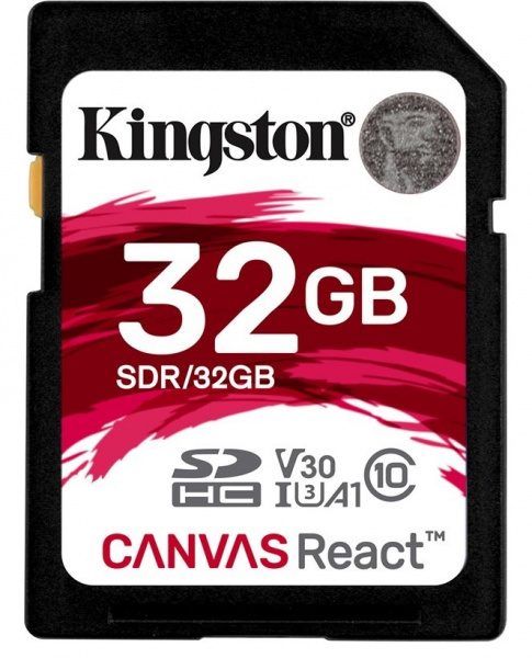 Карта памяти Kingston SDHC 32GB Class10 UHS-I U3 V30 A1 Canvas React (100/70Mb/s) фото 1