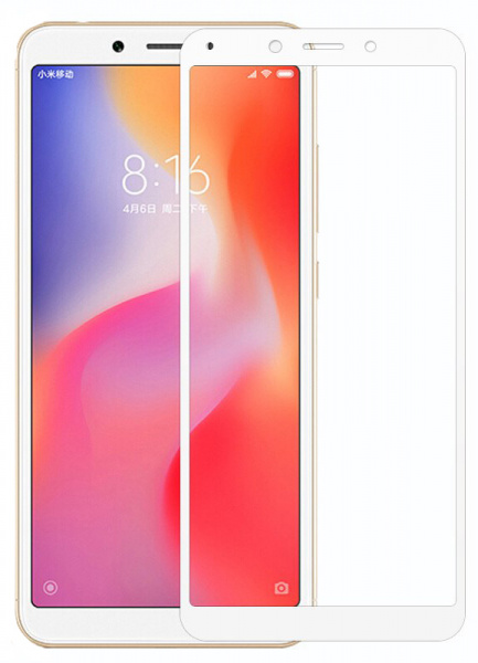 Защитное стекло для Xiaomi Redmi 6/6A Full Screen Glass White, TFN фото 1