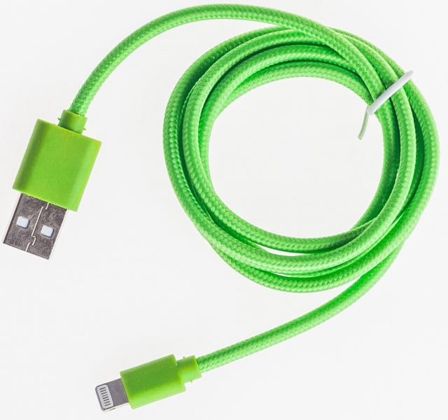 Кабель для смартфонов Xiaomi, Prolike USB - 8 pin нейлоновая оплетка, 1,2 м, зеленый фото 1