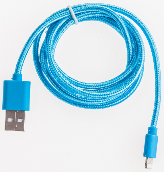 Кабель для Xiaomi, Prolike USB - 8 pin нейлоновая оплетка, 1,2 м, голубой  фото 1